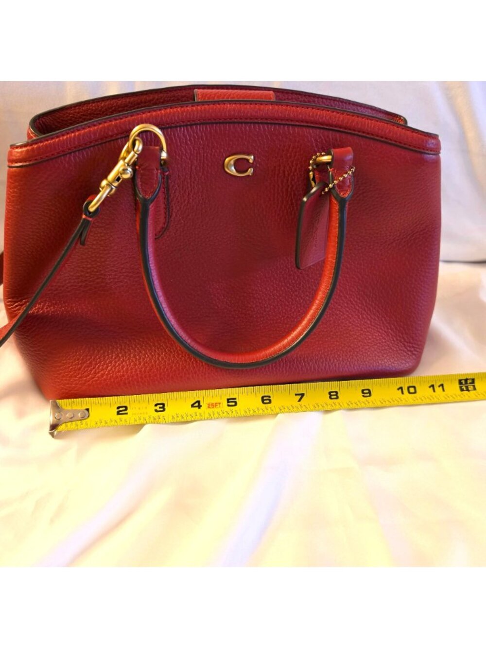 Coach Legacy Medium Carryall 28 Red Pebbled Leather Satchel Crossbody Bag - Picture 5 of 16
